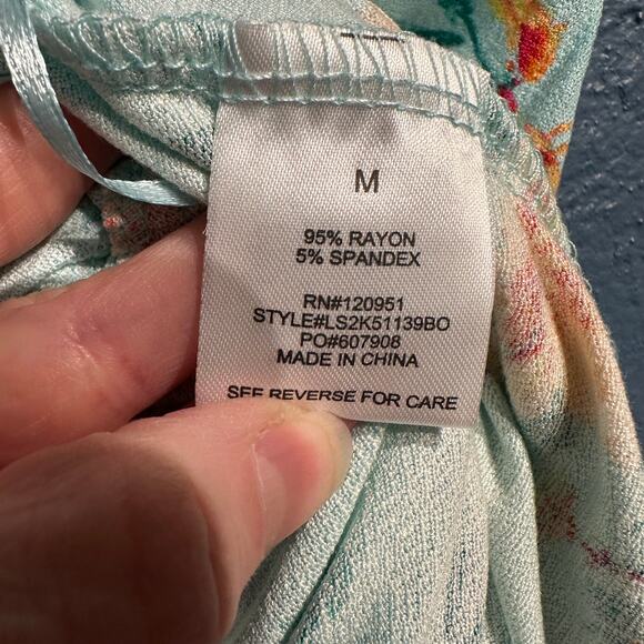 NWT Olive + Oak Size Medium Boho Cottage Maxi Dress Mint Green Floral Knit Comfy - Picture 8 of 9